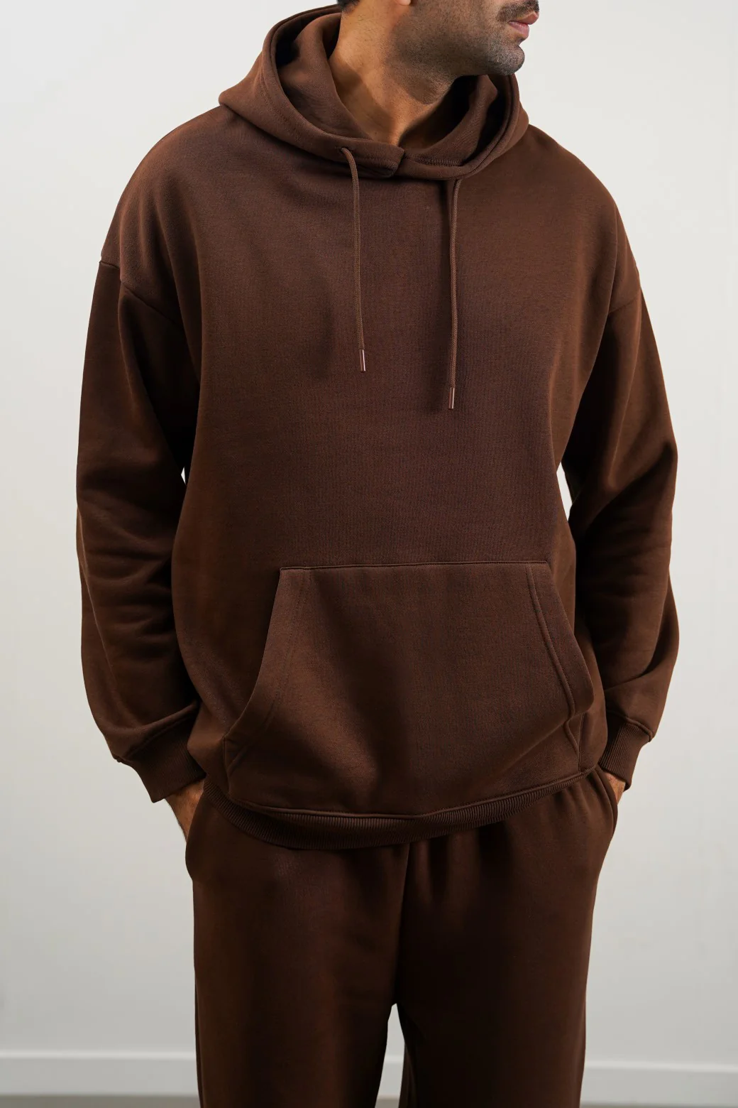 OVERSIZED FLEECE HOODIE-BROWN-7